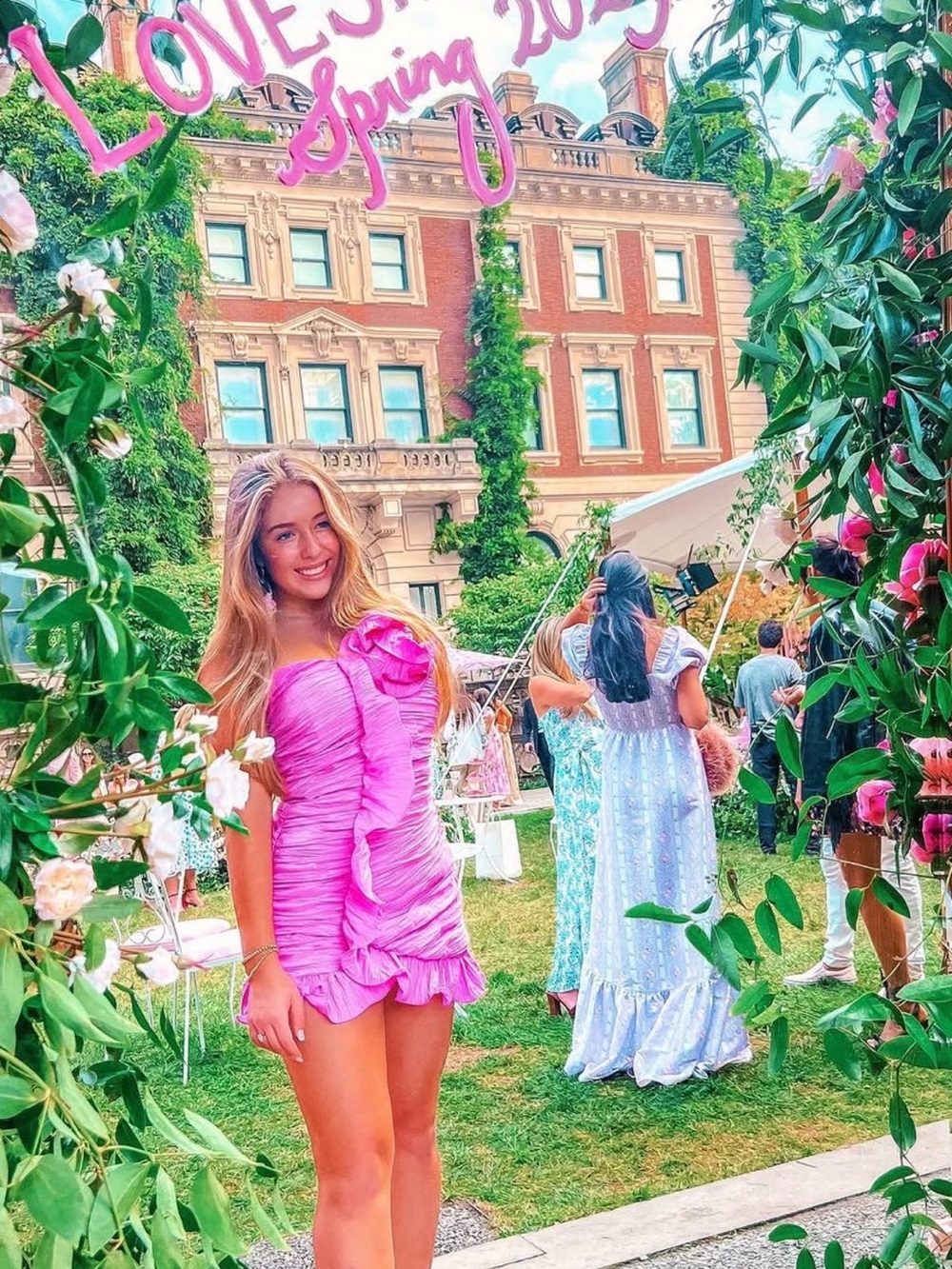 Women’s Loveshackfancy Pink Ruffled Mini Dress